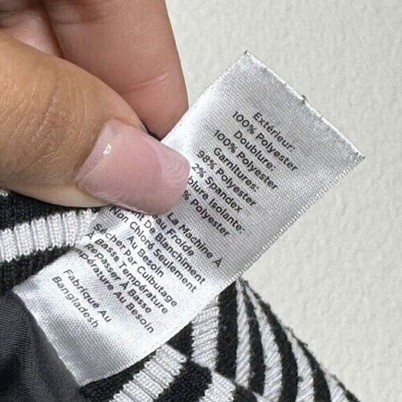 Talbots Black White Quilted Puffer Side Stripe Zip Up Front Outerwear Vest Large - Picture 7 of 8